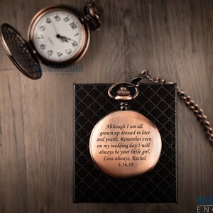 Father Daughter gift, Pocket Watch, Mens Personalized, Father of the Bride, Gifts for Dad from Daughter, Pocket Watch Chain, Pocket Watches image 9