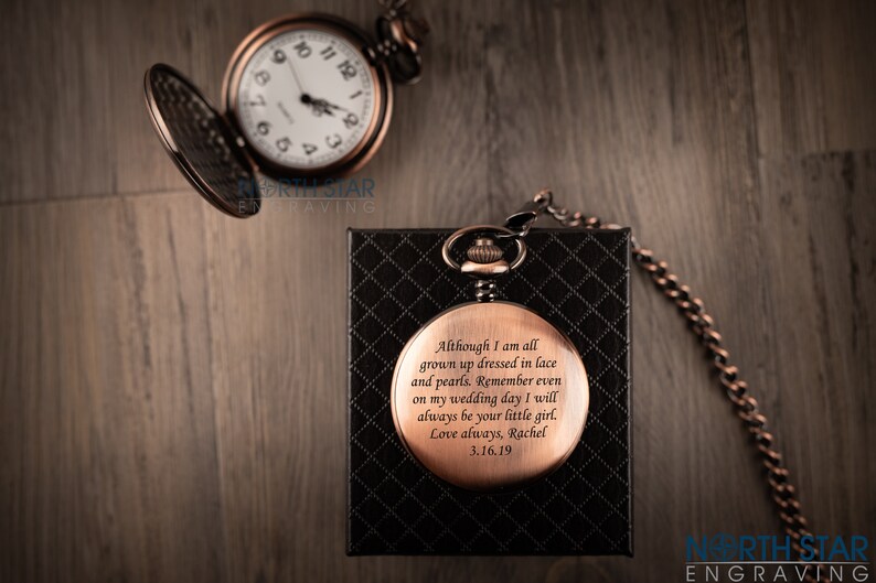 Father Daughter gift, Pocket Watch, Mens Personalized, Father of the Bride, Gifts for Dad from Daughter, Pocket Watch Chain, Pocket Watches image 9