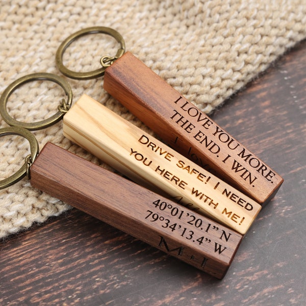 Custom Wooden Keychain, Boyfriend/Girlfriend key chain, Wood anniversary gift for him, gifts for her, 5th anniversary wood gift
