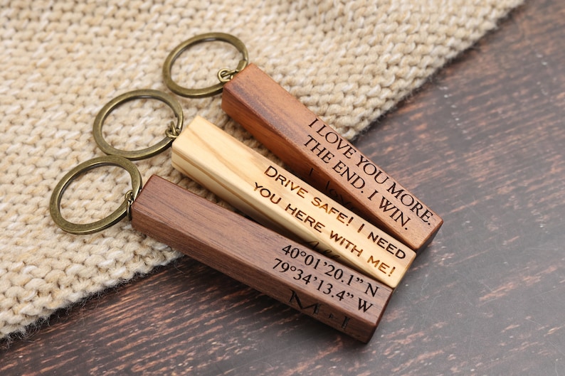 Custom Wooden Keychain Boyfriend/girlfriend Key Chain Wood Etsy