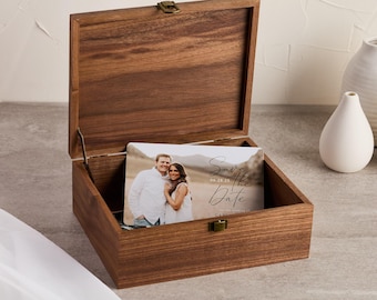 Personalized Walnut Keepsake Box, Engraved Wedding Memory Box, Custom Wedding Keepsake, Anniversary Gift, Made in USA
