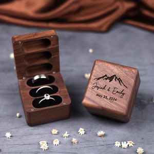 Custom Wedding Ring Box, Triple Ring Wooden Ring Box, Engagement Ring Box, Ring Bearer Ring Box, Ring Box Holder, Wedding Ring Box