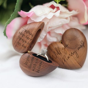 Veux-tu mépouser Boîte à bagues de fiançailles, Boîte à bagues de proposition, Boîte à bagues en bois personnalisée, Boîte de support de bague unique personnalisée image 3