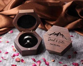 Ring box for Wedding ceremony, Ring Bearer box, Custom wood Double ring box, Keepsake gift, Ring Holder box, Personalized gift