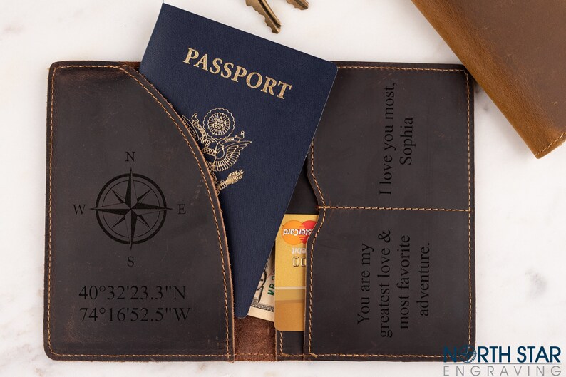Personalized Leather Passport Holder Travel Custom Passport Etsy