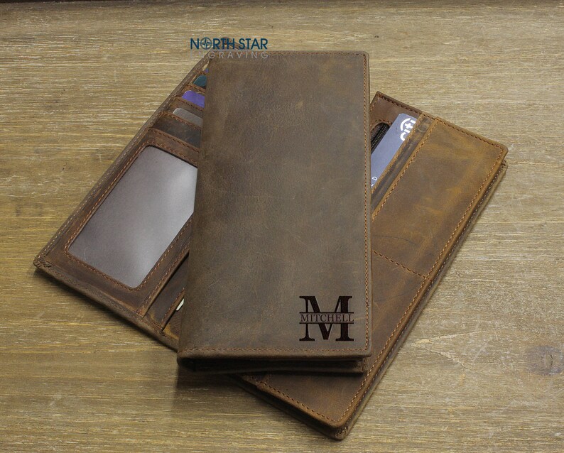 Men S Black Leather Slim Jim Bifold Money Clip Wallet With Etsy