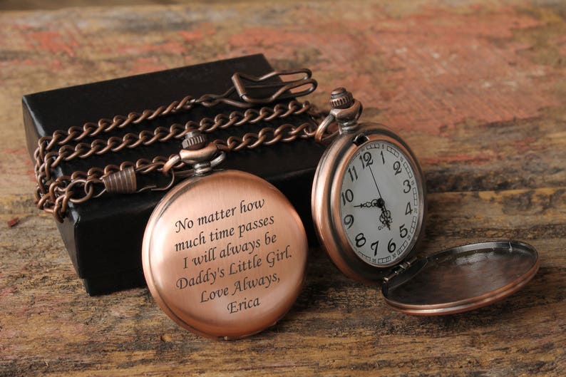 Father Daughter gift, Pocket Watch, Mens Personalized, Father of the Bride, Gifts for Dad from Daughter, Pocket Watch Chain, Pocket Watches image 1