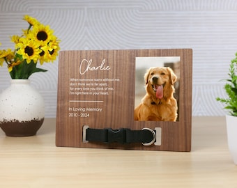 Personalized Pet Memorial Sign: Wood Collar Frame, Dog Cat Loss Gift
