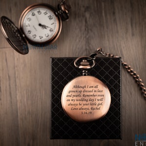 Father Daughter gift, Pocket Watch, Mens Personalized, Father of the Bride, Gifts for Dad from Daughter, Pocket Watch Chain, Pocket Watches image 6