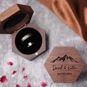 Custom Wood Ring Box for wedding ceremony, Hexagon Wooden Ring Box, Engagement Ring Box, Ring Bearer Ring Box, Ring Box Holder