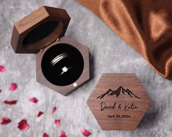 Custom Wood Ring Box for wedding ceremony, Hexagon Wooden Ring Box, Engagement Ring Box, Ring Bearer Ring Box, Ring Box Holder