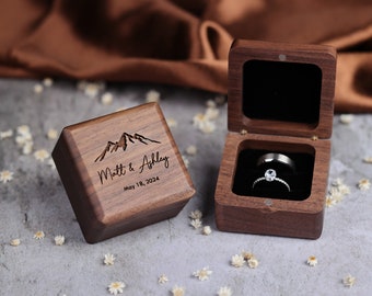 Wooden Ring Box for wedding ceremony, Double Ring Bearer Box, Proposal Engagement Ring Box, Wedding band holder