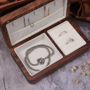 Jewelry Box Travel Case for Women, Custom Engraved Jewelry Box, Bridesmaid Jewelry Box, Jewelry Organizer, Custom Wood Jewelry Box image 10
