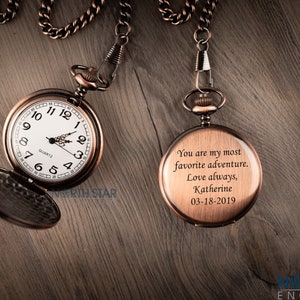 Father Daughter gift, Pocket Watch, Mens Personalized, Father of the Bride, Gifts for Dad from Daughter, Pocket Watch Chain, Pocket Watches image 2