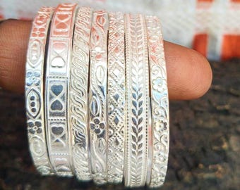 925 Sterling Silver Stacking Bangles, 7 Day bangles, Handmade Bangles