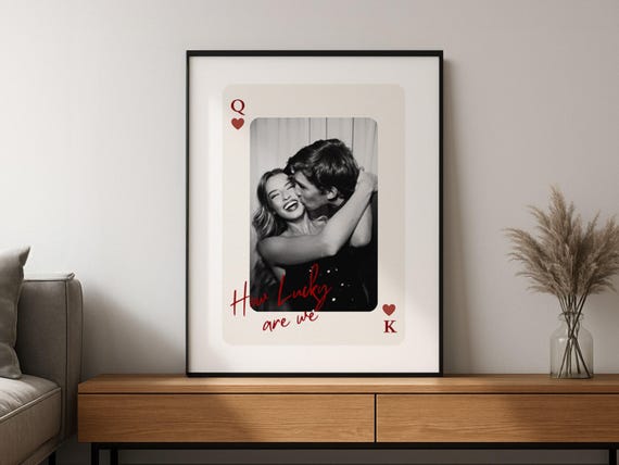 Custom Playing Card White, How Lucky are We Print, Personalized Prints for him, Anniversary Gift for Boyfriend, Couple Frame, DIY Canva