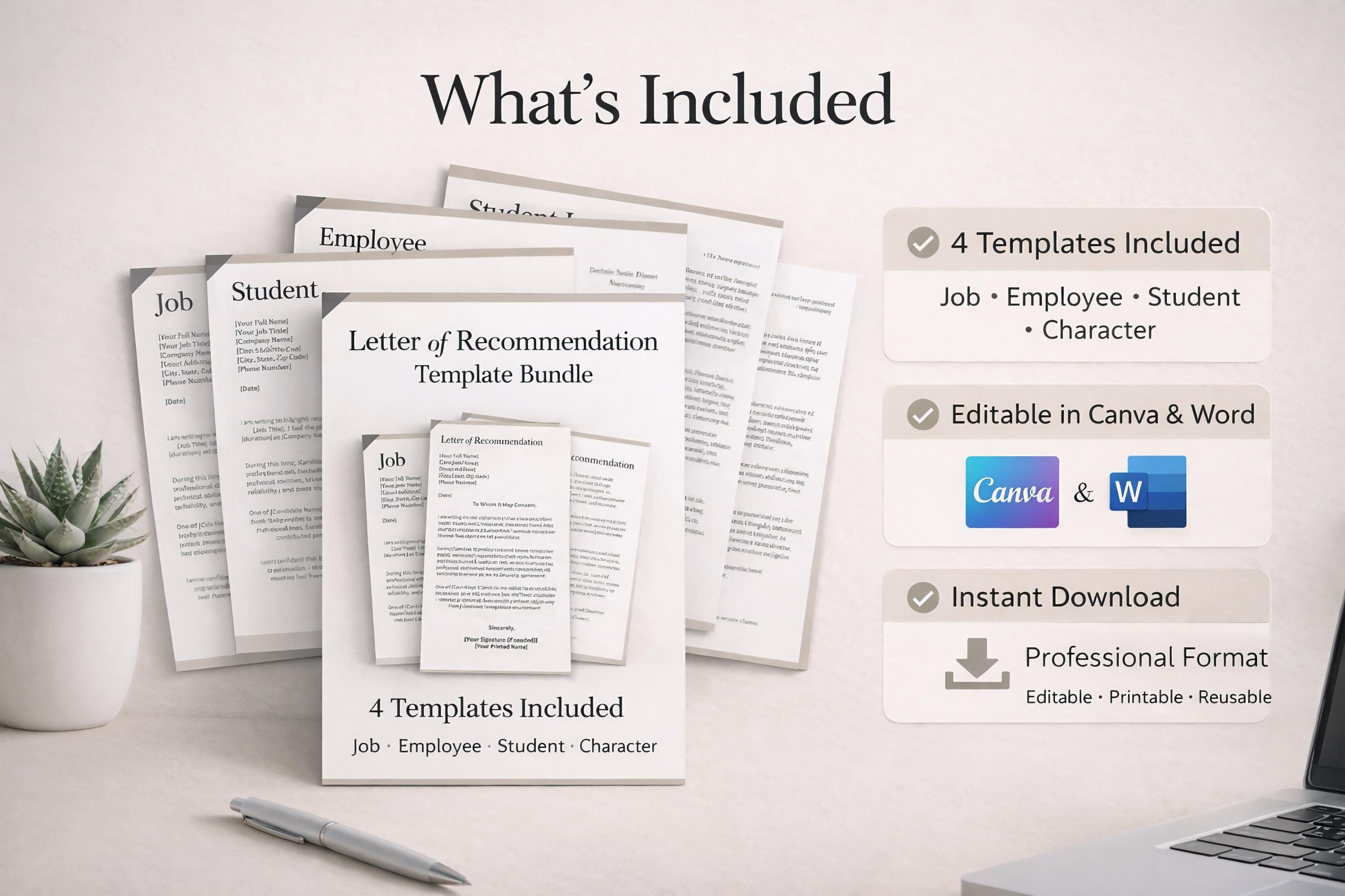 Letter of Recommendation Template Bundle | Editable Word & Canva ...