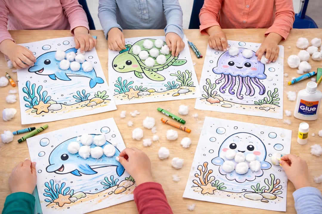 Ocean Animals Craft Printable | Preschool Ocean Theme Activity | Cotton ...
