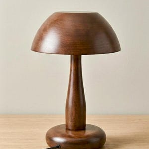 Solid Sheesham Wood Table Lamp with Linen Drum Shade – Dark Walnut Finish
