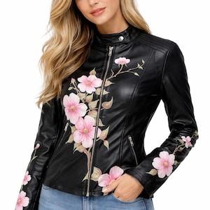 floral dress leather jacket Floral Dress and Leather Jacket Outfits