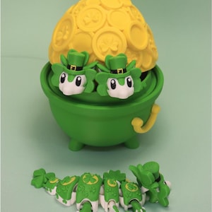 St. Patrick's Day Dragon & Egg STL: Articulated Flexi 3D Print Toy (Digital Download)