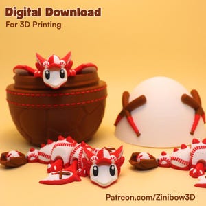 Baseball Dragon & Egg 3D Print Files, STL/3MF Bundle, Cool Fidget Toy (Digital Download)