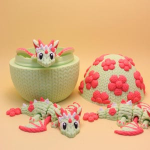 Flexi häkeln Drache und Ei 3D Druck Dateien, Fidget Spielzeug (Digitaler Download), Zinibow 3D