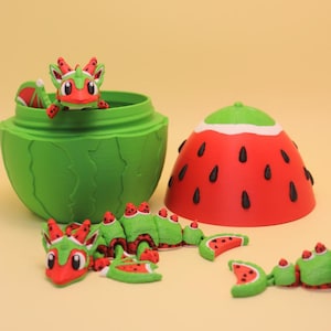 Watermelon Dragon and Egg STL, 3D Print Files: Flexi Fidget Toy (Digital Download)