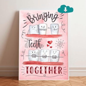 Dental Braces Wall Art, Orthodontics: Dentist Poster, Orthodontist Office Decor, Hand-drawn (Digital Download)