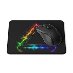 Neon Rainbow Flame Triangle Non-Slip Gaming Mouse Pad | RGB Triangle Mousepad