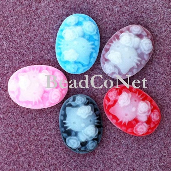Mixed Color Cameos Oval Cameo 24mm x 18mm, 30 Pieces, Jewelry Supplies, Setting Applique (5 Colors)