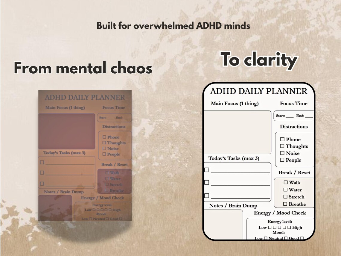 ADHD Daily Planner Printable – Simple Focus Planner for Overwhelmed ...