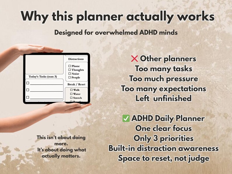 ADHD Daily Planner Printable – Simple Focus Planner for Overwhelmed ...