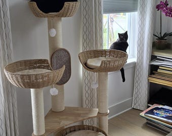 54 Inch Multi Level Cat Tree Indoor,Cat Tower with Plush Perches Condos Scratching