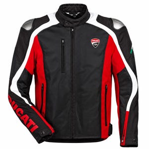 Ducati Corse Sommarjacka C4 i tyg | Vattentät Cordura | CE-bepansrad motorcykelutrustning