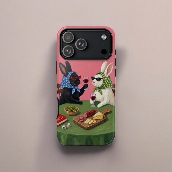Rabbit Phone Case Phone Case Candlelight dinner Animal Cover fit for iPhone 17 Pro Max  16 15 14 13 12 11 X Case Pixel Case Samsung S25 S24
