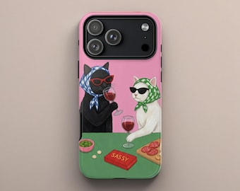 Funda para teléfono con diseño de gato, ideal para cenas a la luz de las velas, compatible con iPhone 17 Pro Max 16 15 14 13 12 11 X, funda para Pixel, funda para Samsung S25 S24 A55