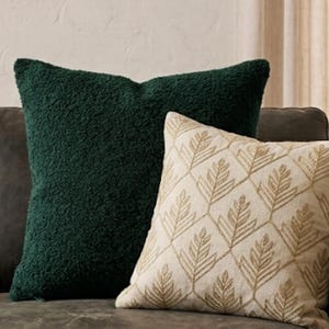 Donkergroene bouclé kussensloop, bosgroen getextureerde kussenhoes, modern sierkussen, teddystof kussen, decoratief bankkussen afbeelding 3