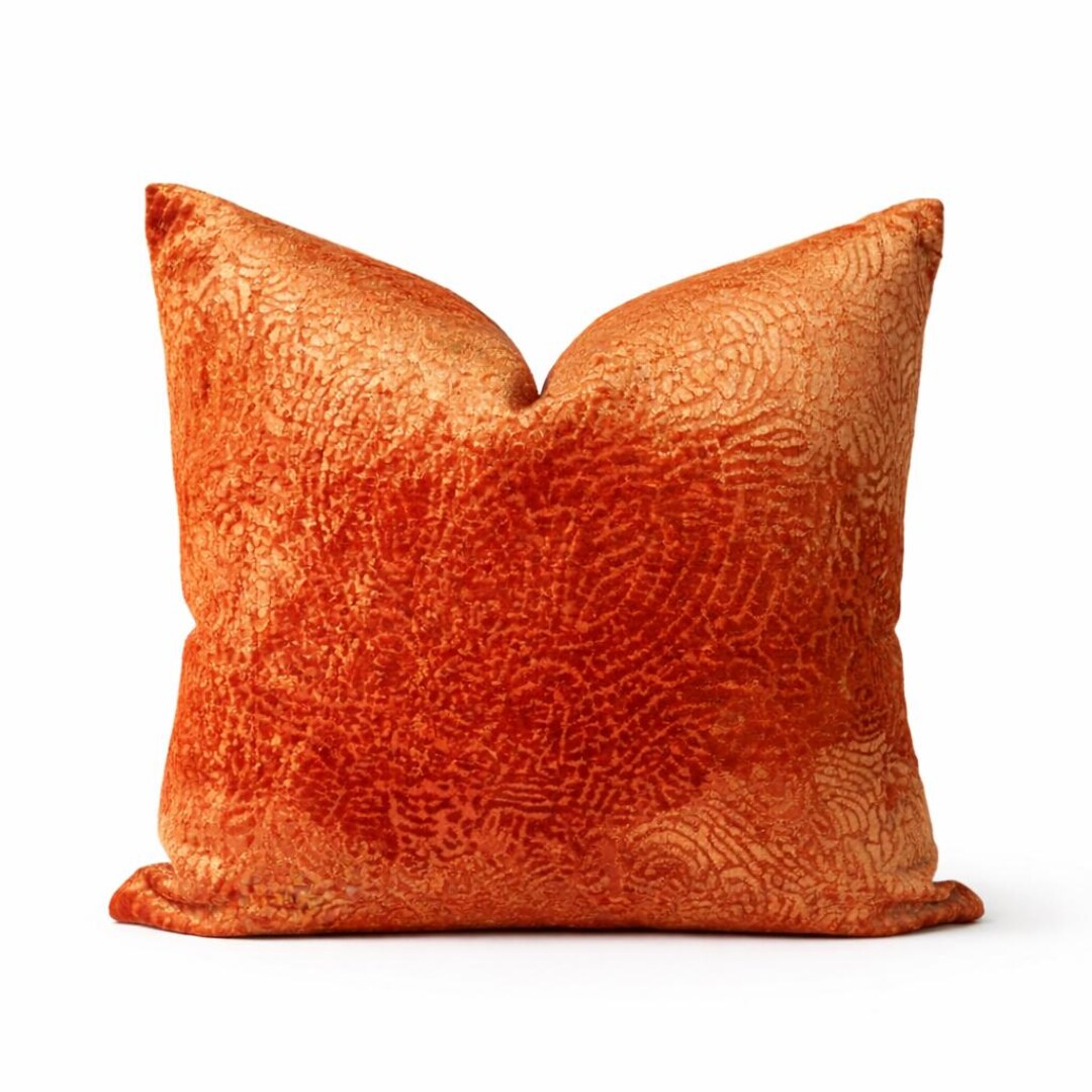 Burnt Orange Textured Double Sided Decorative Pillow, Luxury Accent ...