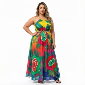 Plus Size Tropical Maxi Dress - Etsy