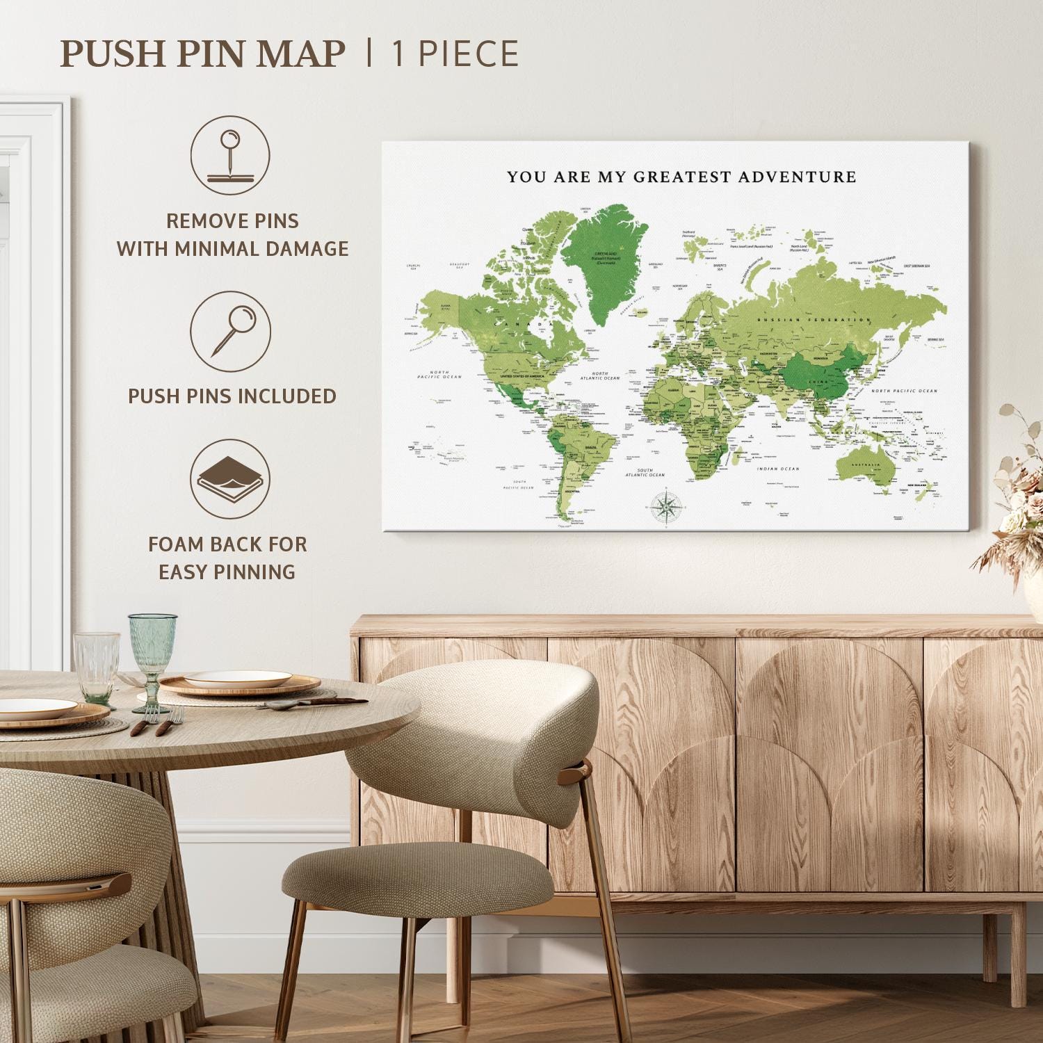 Greatest Adventure Push Pin World Map - Etsy
