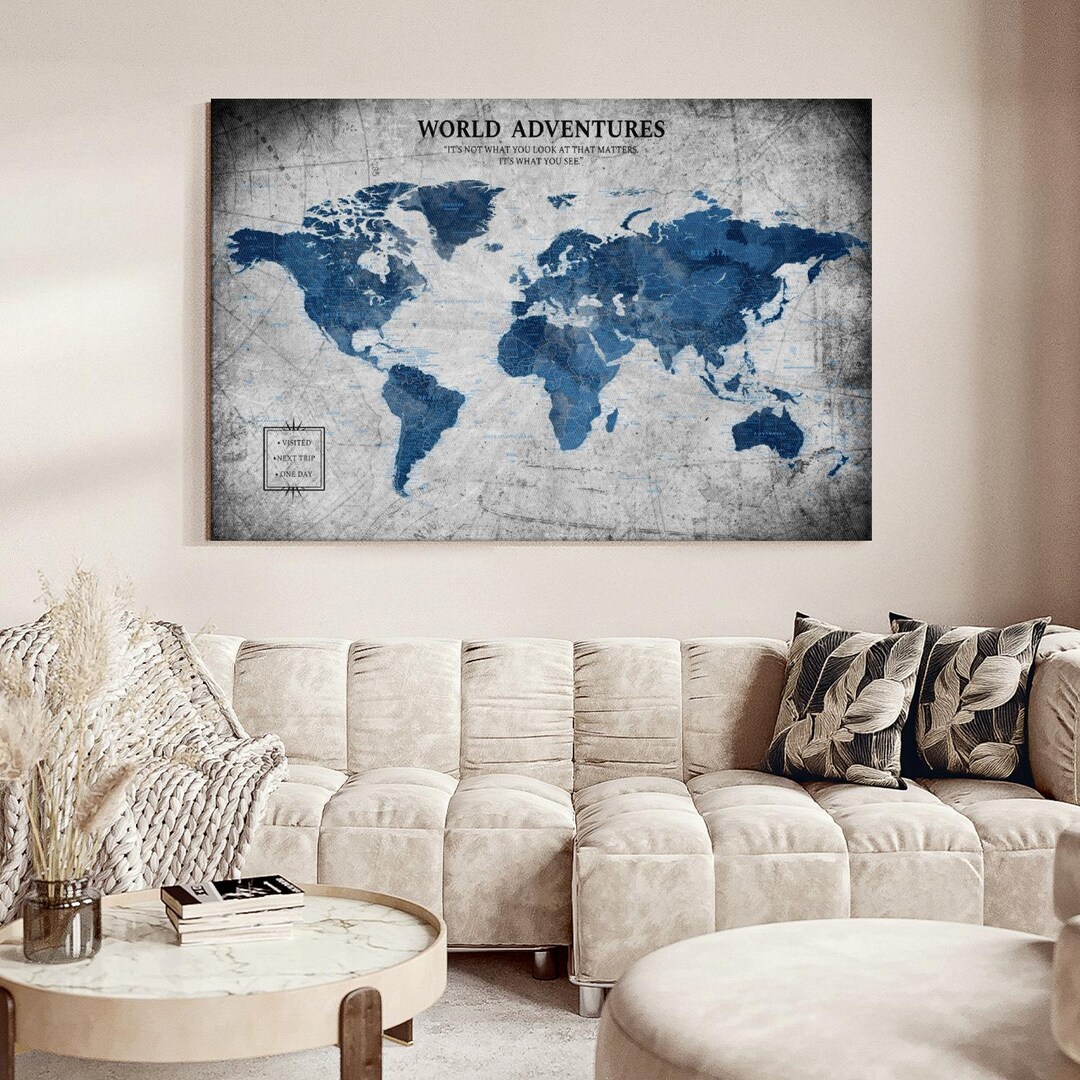 World Adventures Push Pin Travel Map II - Etsy