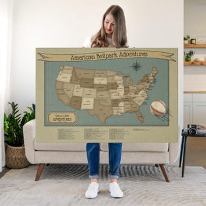Personalized Ballpark Adventures Baseball Push Pin Map