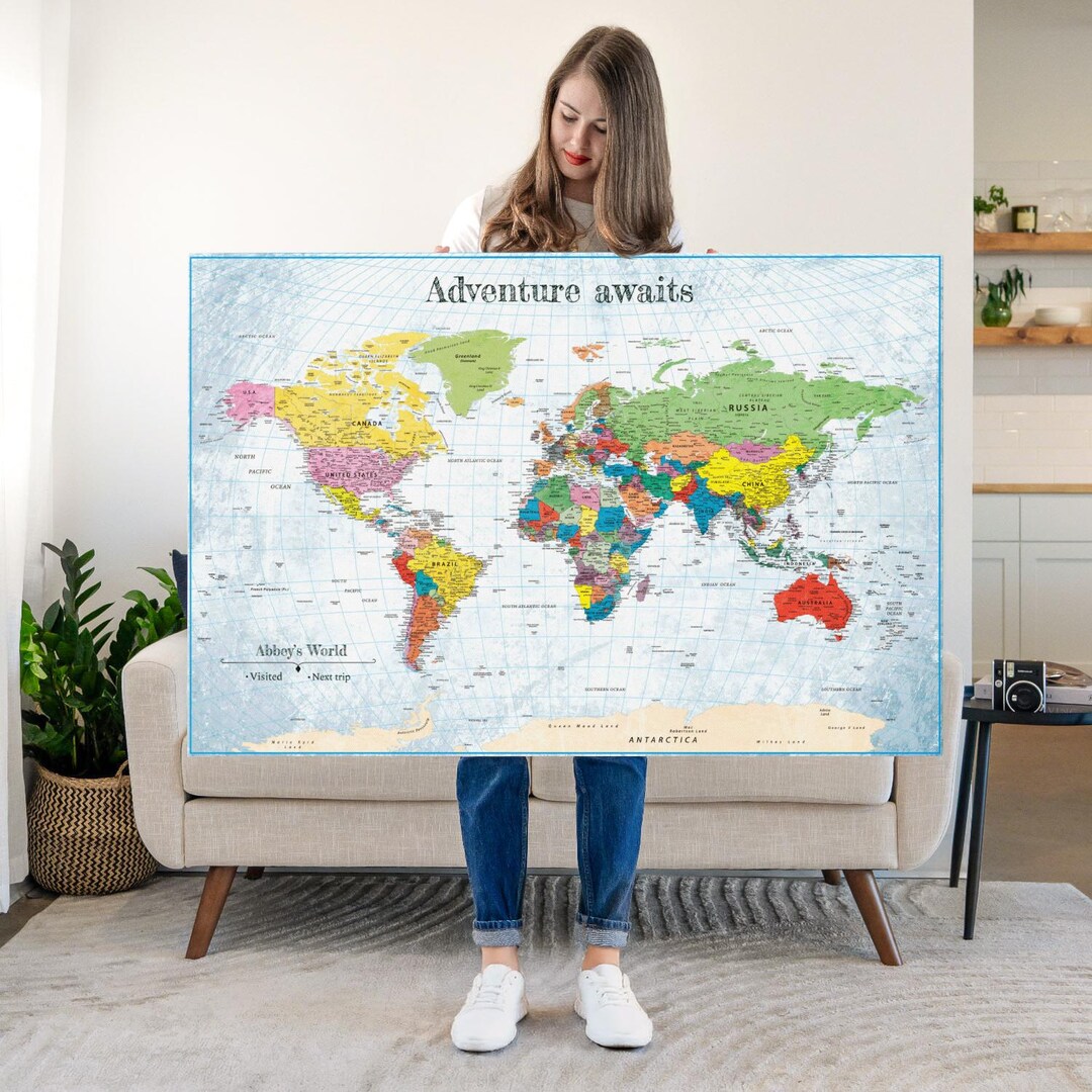 Personalized World Adventures Push Pin Map - Etsy