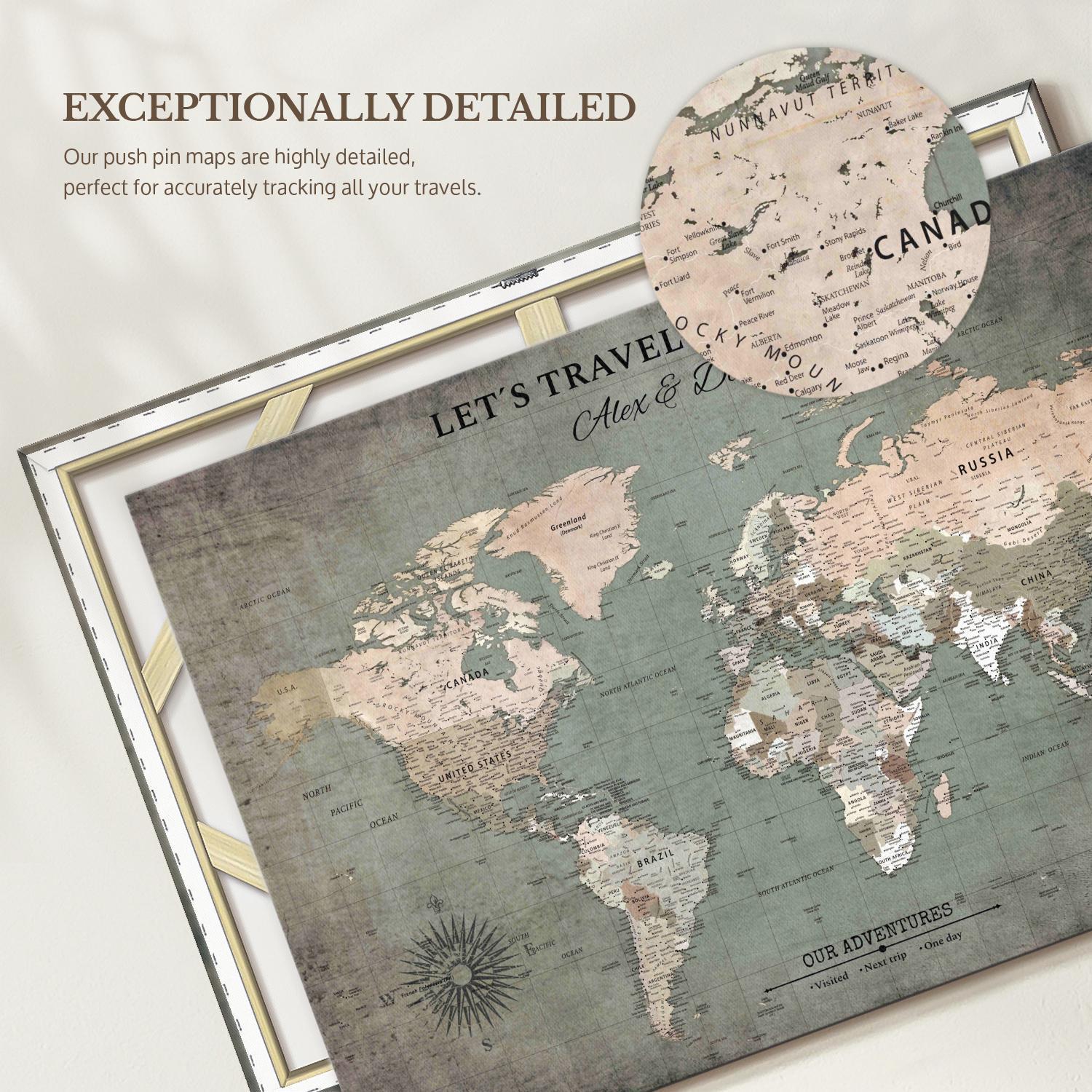 Personalized Our Adventures Push Pin World Map - Etsy