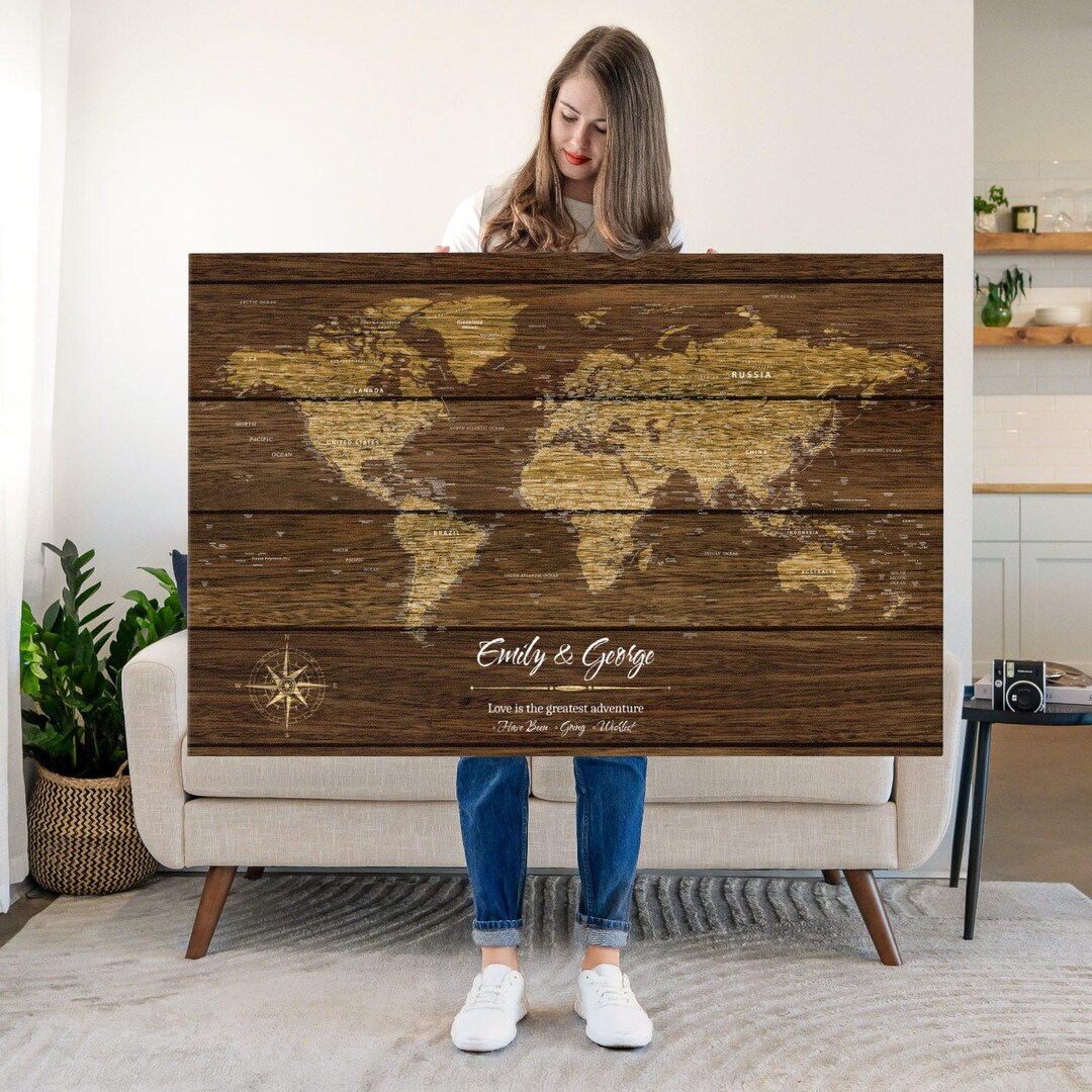 Personalized Love Adventures Push Pin World Map - Etsy