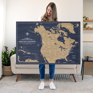 Personalized Golden Voyage North America Push Pin Map