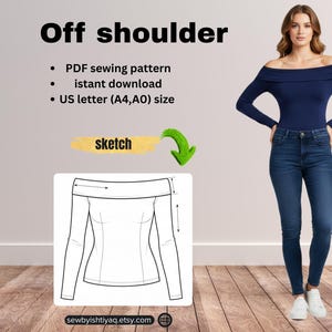 Modello di cucito per spalle scoperte / manica lunga aderente / download PDF