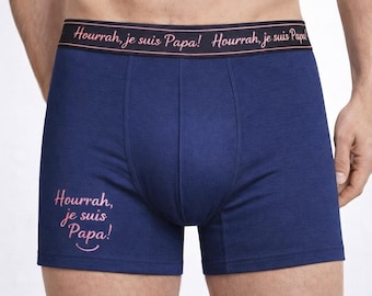 Men's Boxer Shorts "Hooray, I'm a Dad!" – Gift for Expectant Fathers, Original Men's Underwear, Baby Shower Gift Idea