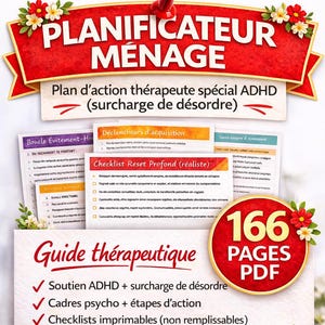 Checklist ménage français + planning ménage | Planner ménage ADHD PDF imprimable | Nettoyage maison + organisation maison